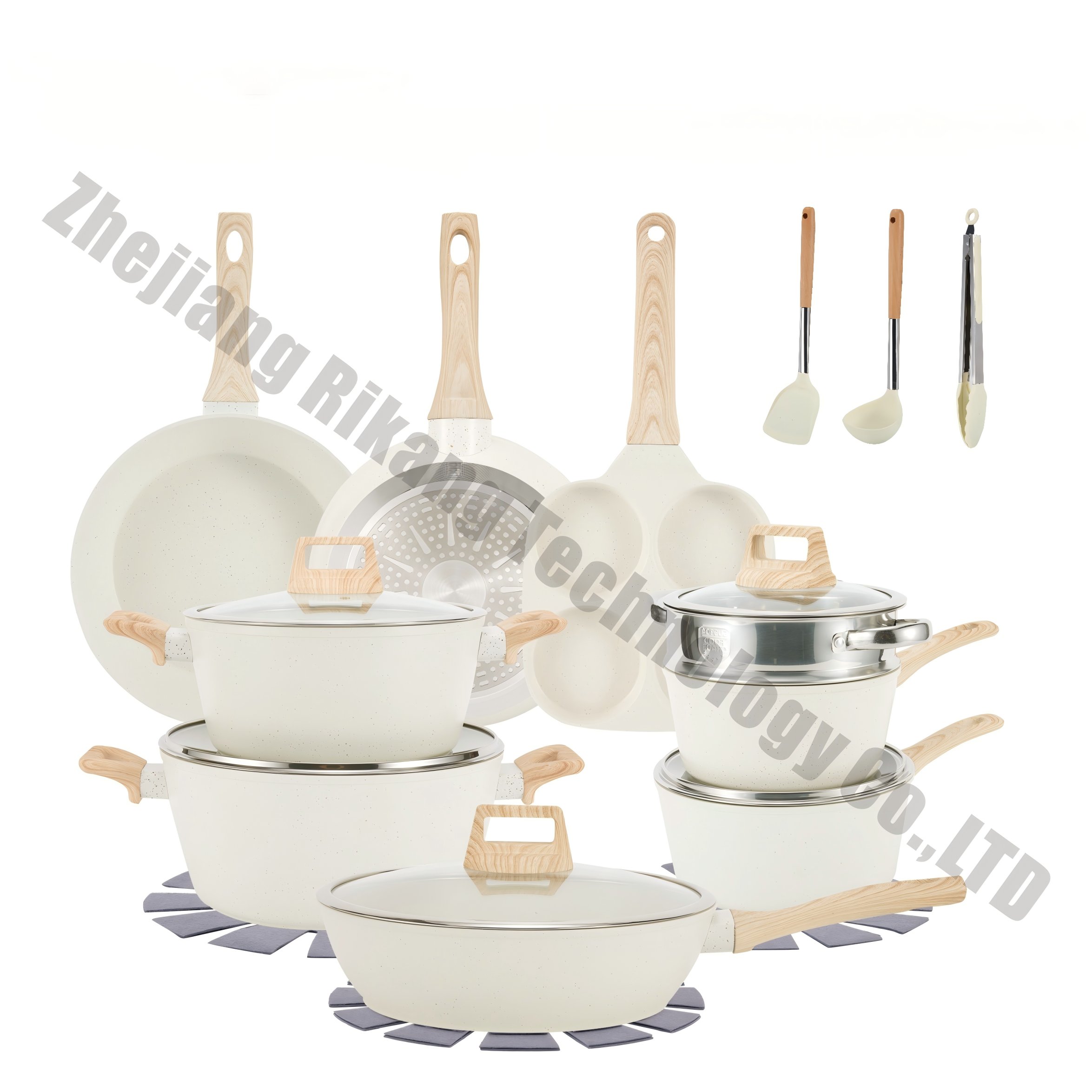 21-Piece Multi-Function Nonstick Kitchen Cookware Set Die-Cast Aluminum Cooking Pot Induction Stone Kitchenware Modern Cooking