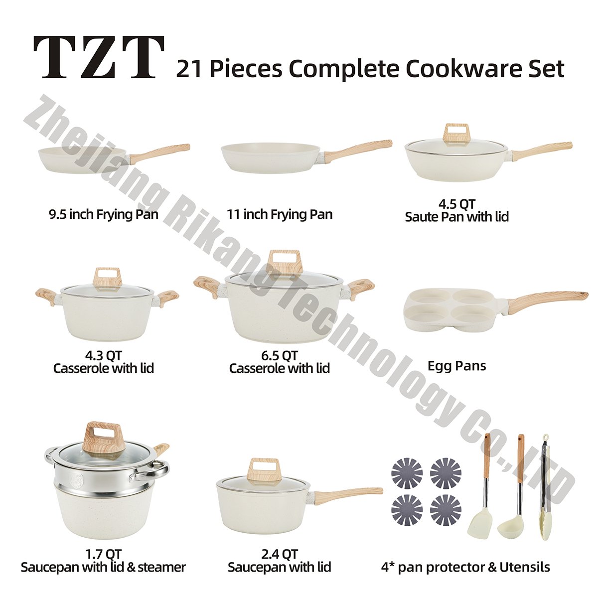 21-Piece Multi-Function Nonstick Kitchen Cookware Set Die-Cast Aluminum Cooking Pot Induction Stone Kitchenware Modern Cooking