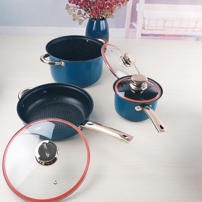 Blue 12 Pcs Multifunctional kitchen cookware set stainless steel cookware set cooking pots set