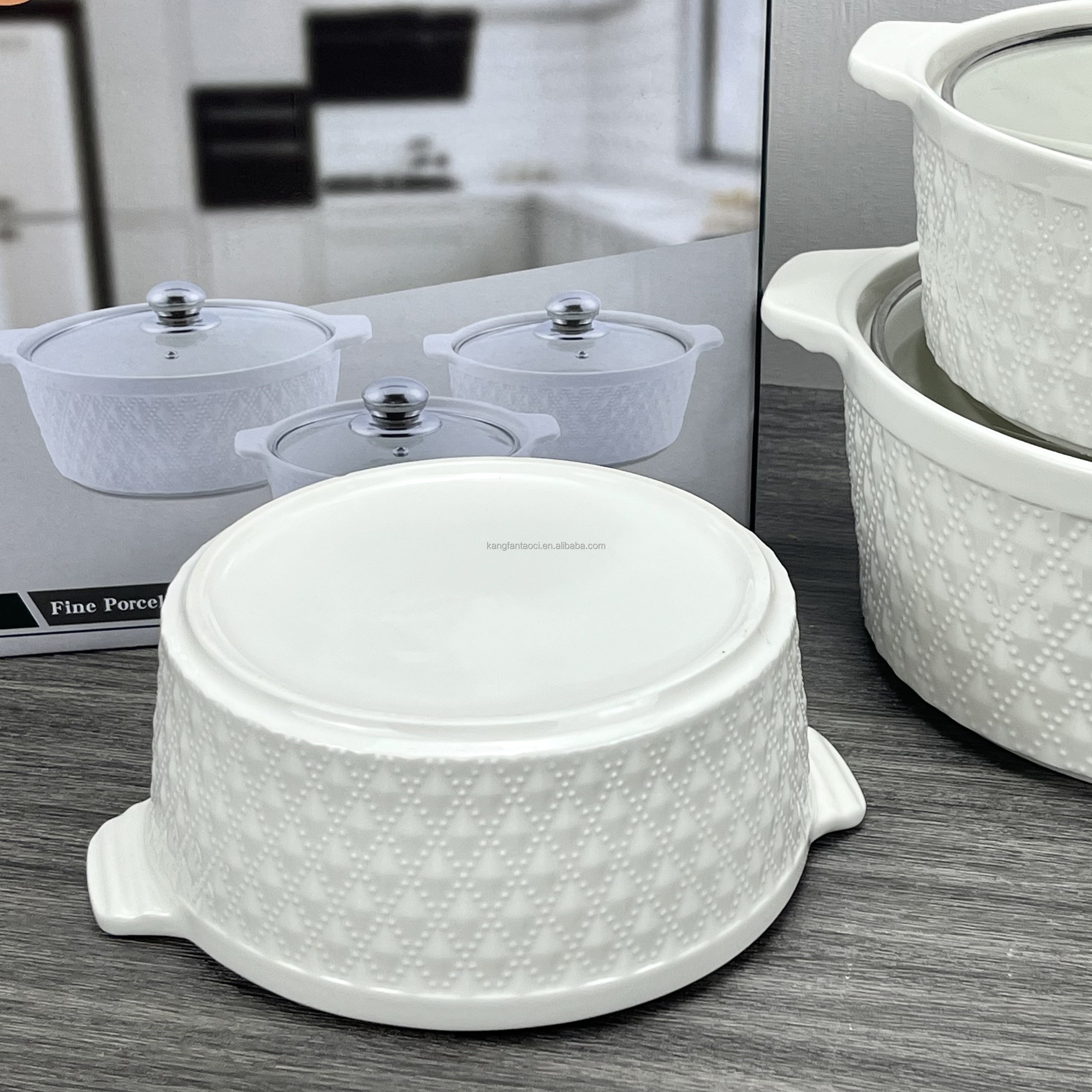 Kitchen Pots Casseroles Non Stick Cookware Sets and Bowl Dinnerware Plates Set Ceramic Soup Pot Cooking Pot Set With Lid
