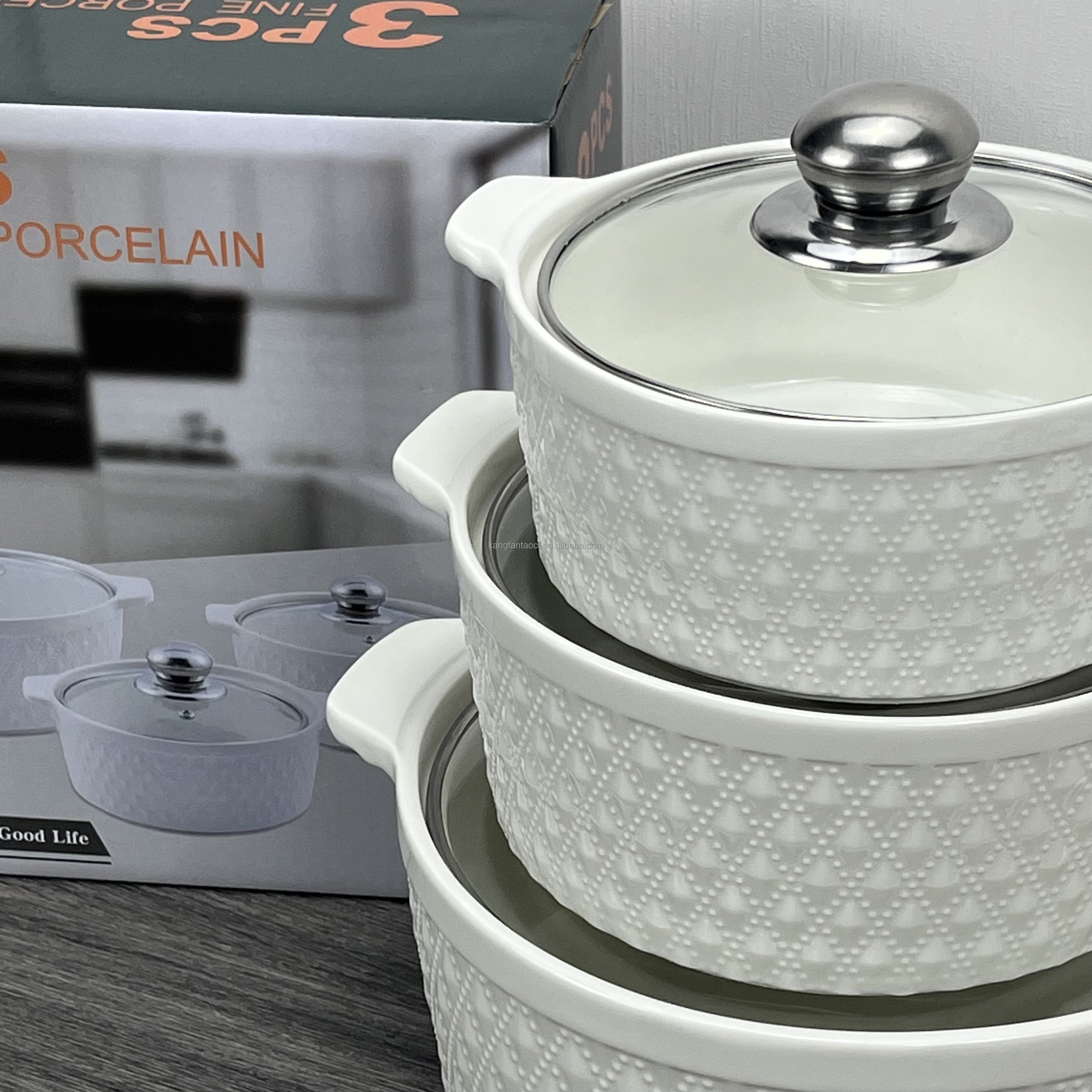Kitchen Pots Casseroles Non Stick Cookware Sets and Bowl Dinnerware Plates Set Ceramic Soup Pot Cooking Pot Set With Lid