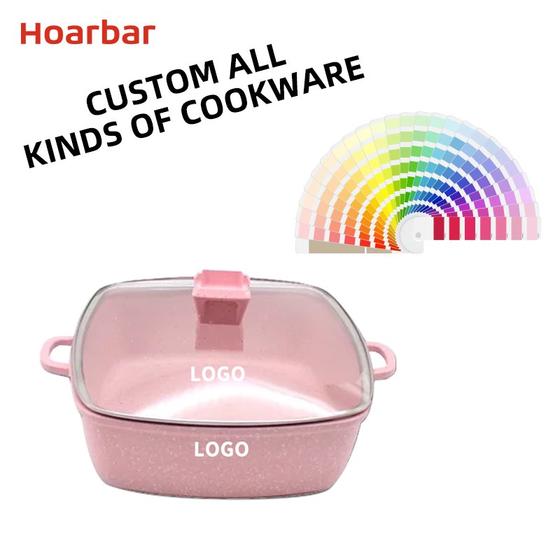 17pcs die cast aluminum square pot cookware set with granite coating