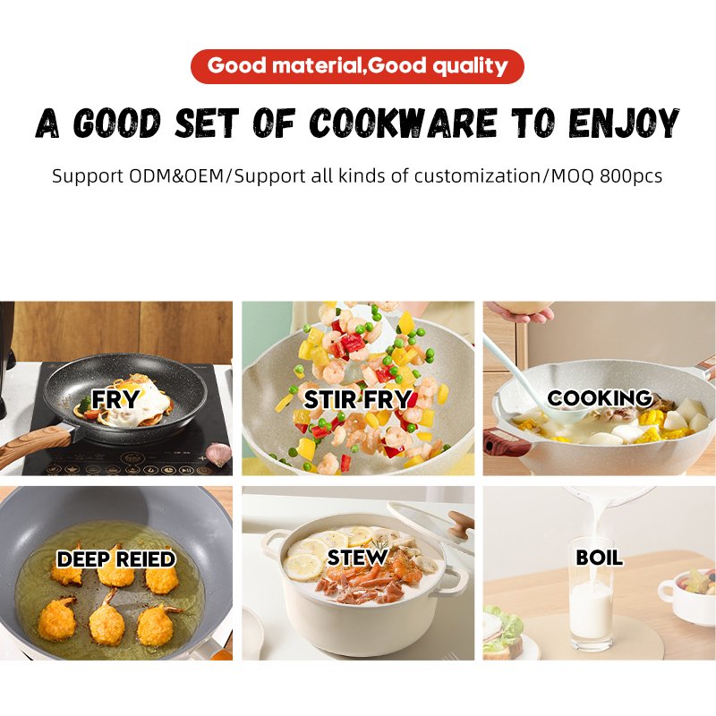 17pcs die cast aluminum square pot cookware set with granite coating