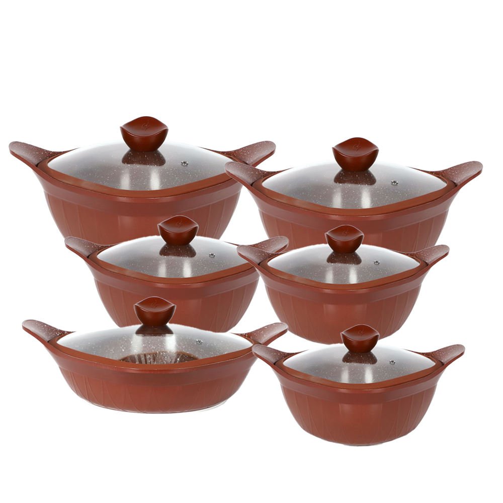 KALA 12Pcs Pots and Pans Set Nonstick Cookware Sets Granite Induction Non Stick Cooking Set Frying Pans Saucepans
