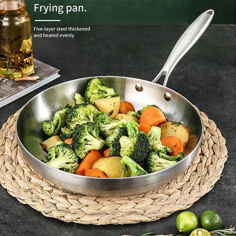 304 Stainless Steel 3-layer Steel Wok Induction Cooker Gas Universal Pan Steak Frying Pan cooking pot non-stick cookware sets