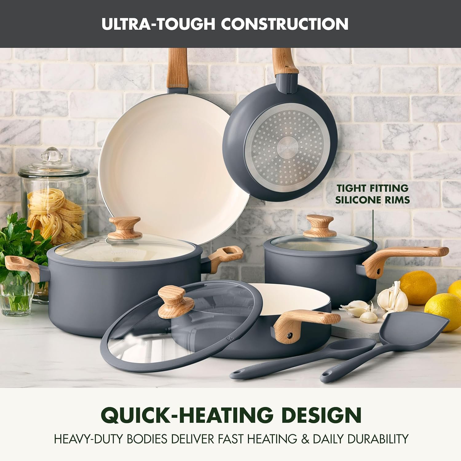 Ultimate Hard Anodized Nonstick Clear Glass Ceramic Pots And Pans Cookware Sets Of Korean