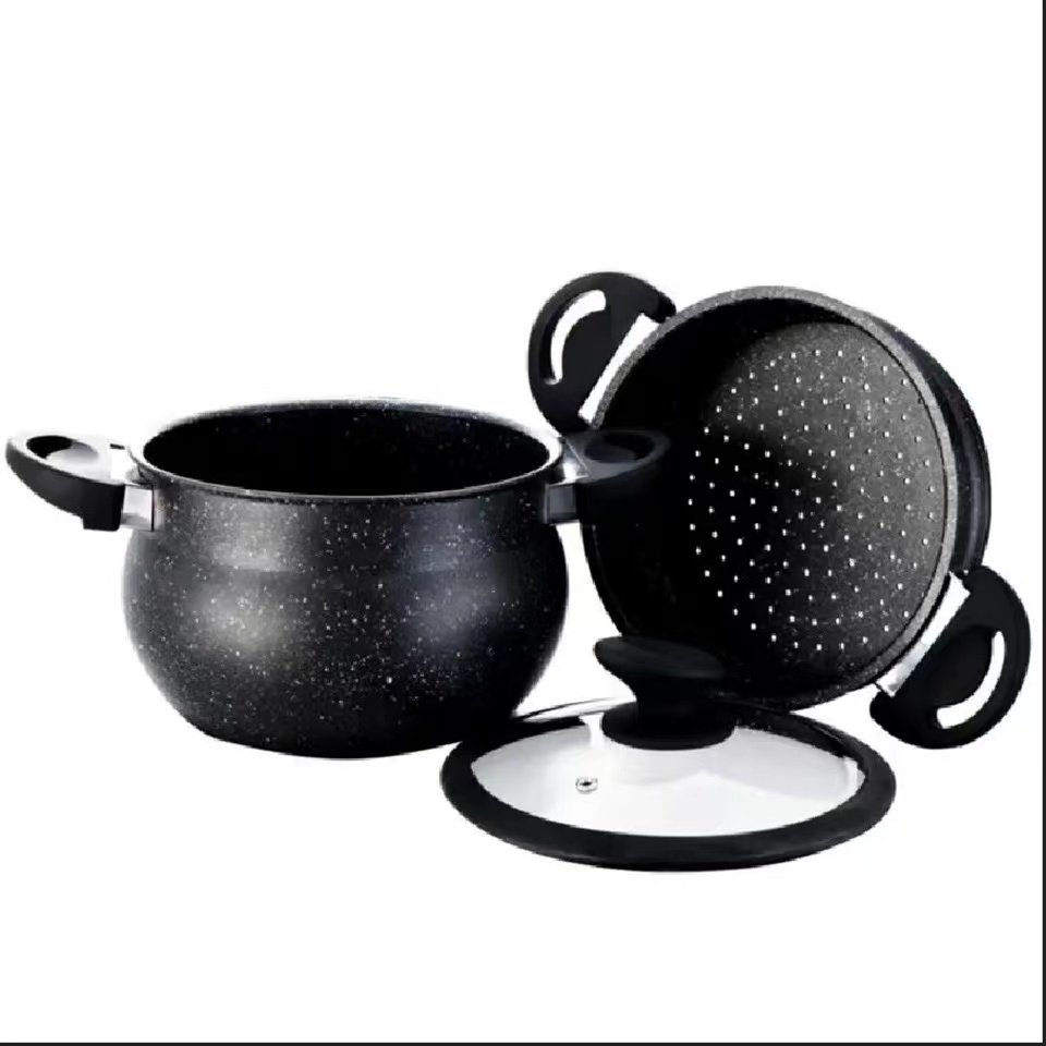 Ready Ship Stock New Design Steamer Pot 26cm Soup Pot Cookware Sets Moroccan Style Steamer Pot Dessini Cookware Set