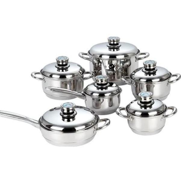 Kitchenware Battery Operated Thermo Control Lid 12pcs Stainless Steel Cookware Set