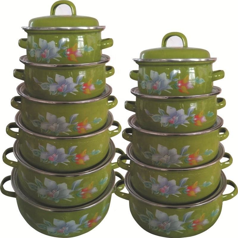 hot Selling Products 2024 Ht Factory Direct Sell Enamel Soup Pot Flat Bottomed Stew Non-stick Ceramic Cookware Set