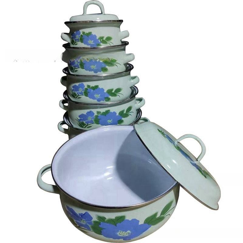 hot Selling Products 2024 Ht Factory Direct Sell Enamel Soup Pot Flat Bottomed Stew Non-stick Ceramic Cookware Set
