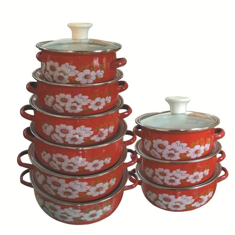 hot Selling Products 2024 Ht Factory Direct Sell Enamel Soup Pot Flat Bottomed Stew Non-stick Ceramic Cookware Set