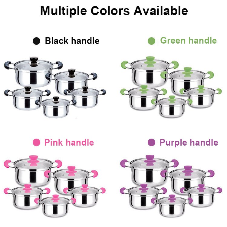 2023 10 Pieces Household Heavy Duty Natural Color Pan And Pot Stockpot Cookware Set With Smooth Bottom