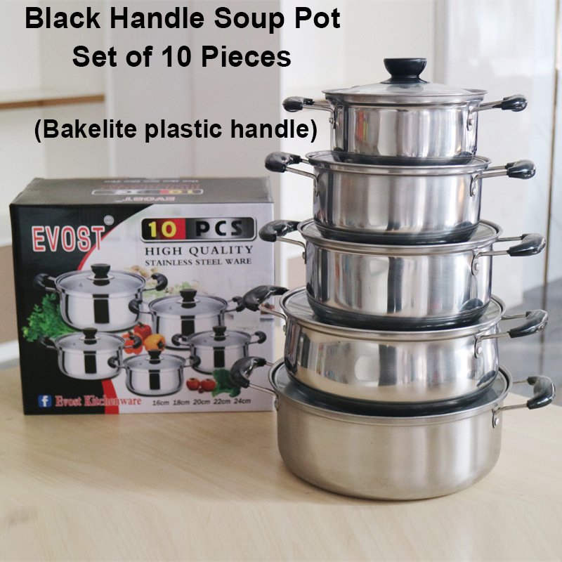 2023 10 Pieces Household Heavy Duty Natural Color Pan And Pot Stockpot Cookware Set With Smooth Bottom