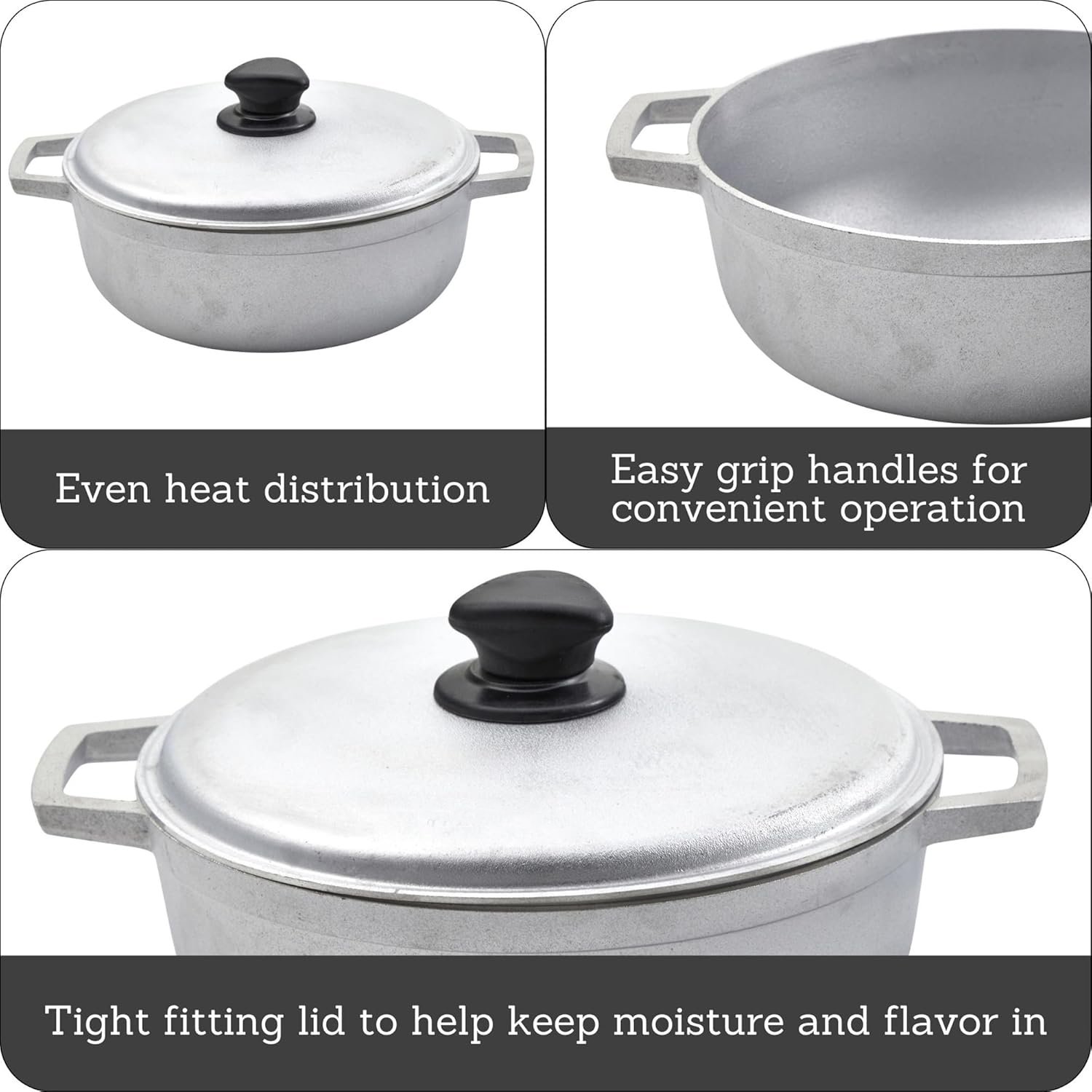 Traditional Caldero made in Colombia with Lid Heavy Duty Gravity cast High Purity Aluminum Alloy Cookware Sets