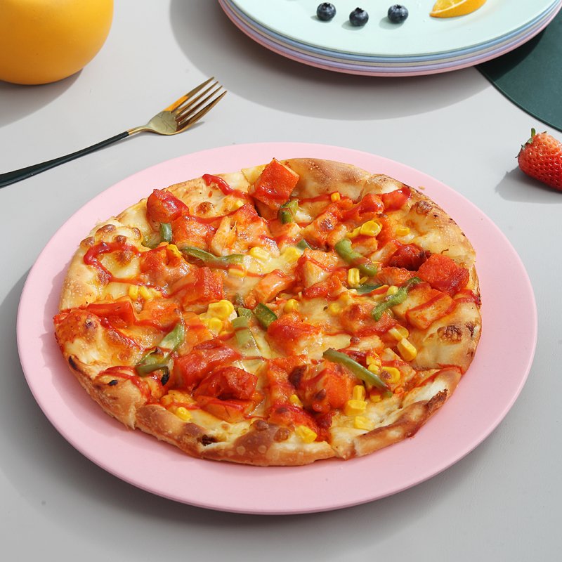 Eco Friendly Reusable Biodegradable Tableware Dishes & Plates Wheat Straw Dinnerware Plastic Plate Set