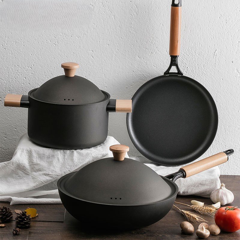 High Quality Iron Pot and Pan Set Hot 5Piece Nonstick Cookware Set Kitchen Stock Pot Frying Pan with Lid