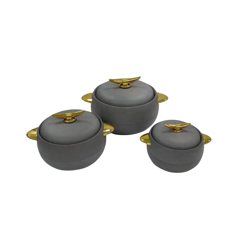 Bar Hotel 3pcs set food warmer casserole insulated for Luxury 1L+2L+3.5L food warmer set casserole