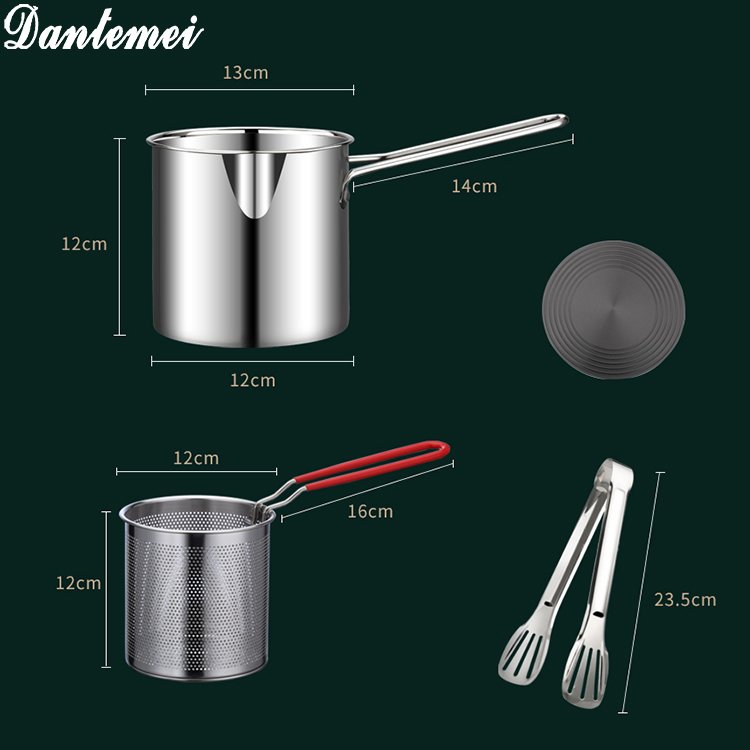 High Quality Cookware Set Cooking Pot Round Fryer Stainless Steel Deep Fryer Pot With Filter Basket