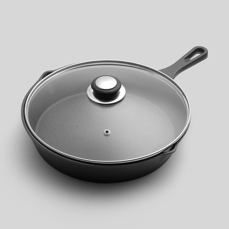 Hot Selling Ready Stock 6/8/10/12 inch Classic Cast Iron Fry Pan Cooking Skillet Pan Set with Lid