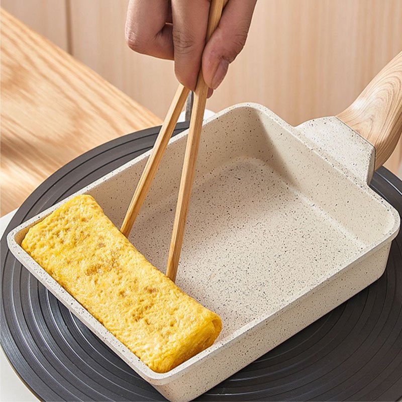 Multi-Ply wood handle masterclass square cookware set die cast aluminum fry pan square shape
