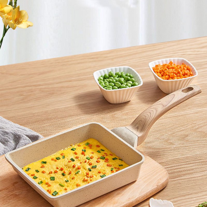 Multi-Ply wood handle masterclass square cookware set die cast aluminum fry pan square shape