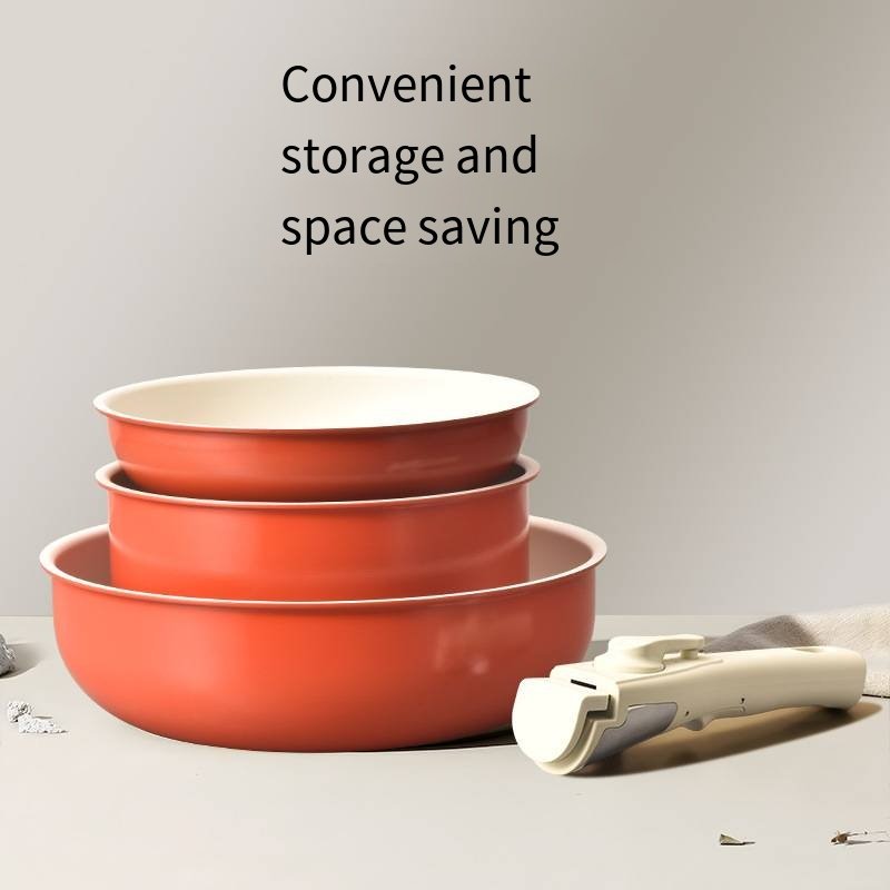 Cookware Set Nonstick Pots and Pans Set with Removable Handles Space Saving Kitchen Cooking Set Silicone Lids