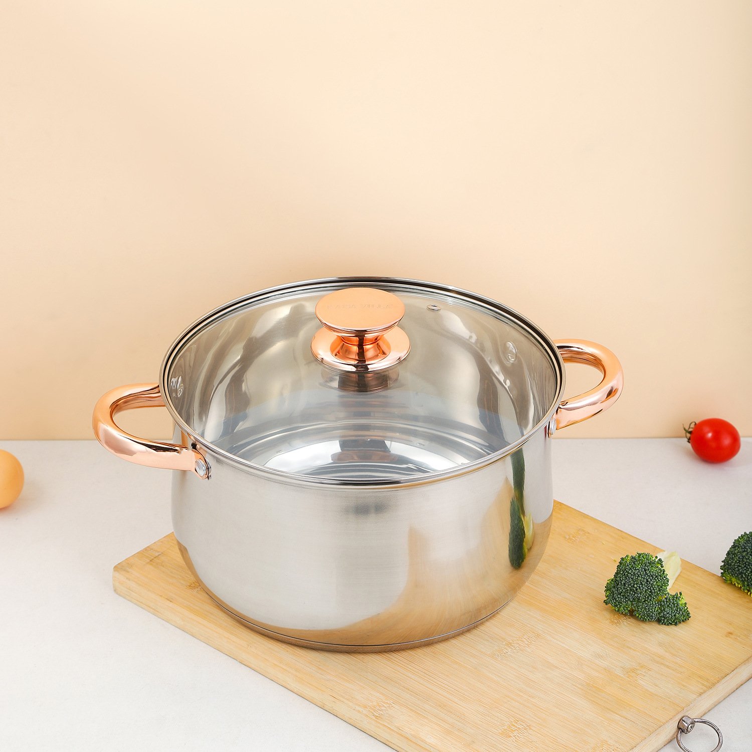 Wholesale 430 stainless steel double bottom cooking high stock pot warmer range set soup and stock pot with lid