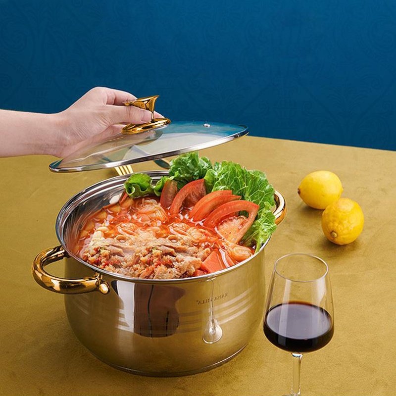 New Product Explosion Gold 12 Pcs Non Stick Stainless Steel Cookware Sets Pots And Pans Cooking Pot Set