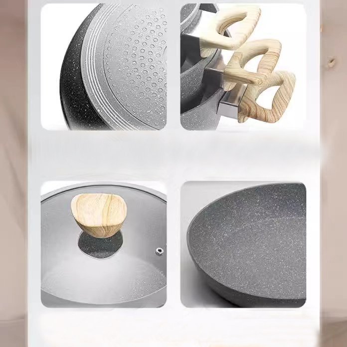 Hot Selling 10 pieces None Stick Pot Set Cookware Set New Arrival Home Use Aluminium Alloy Wooden Handle Soup Pot Cookware Sets