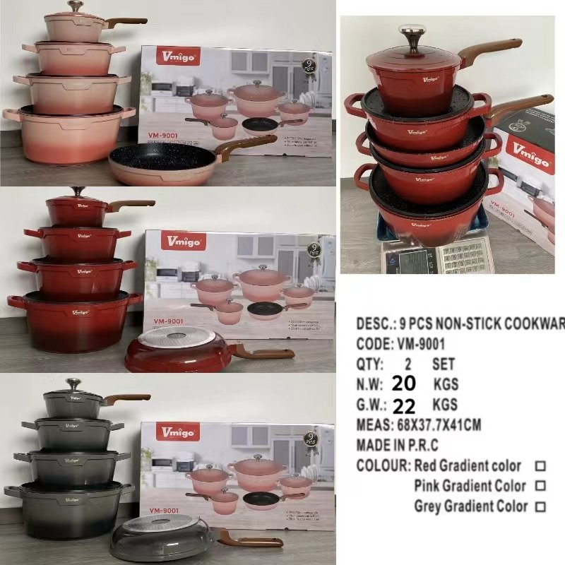 High quality aluminum Cookware Set For Kitchen Ware Cooking Pot with fry pan set Kitchen accessories