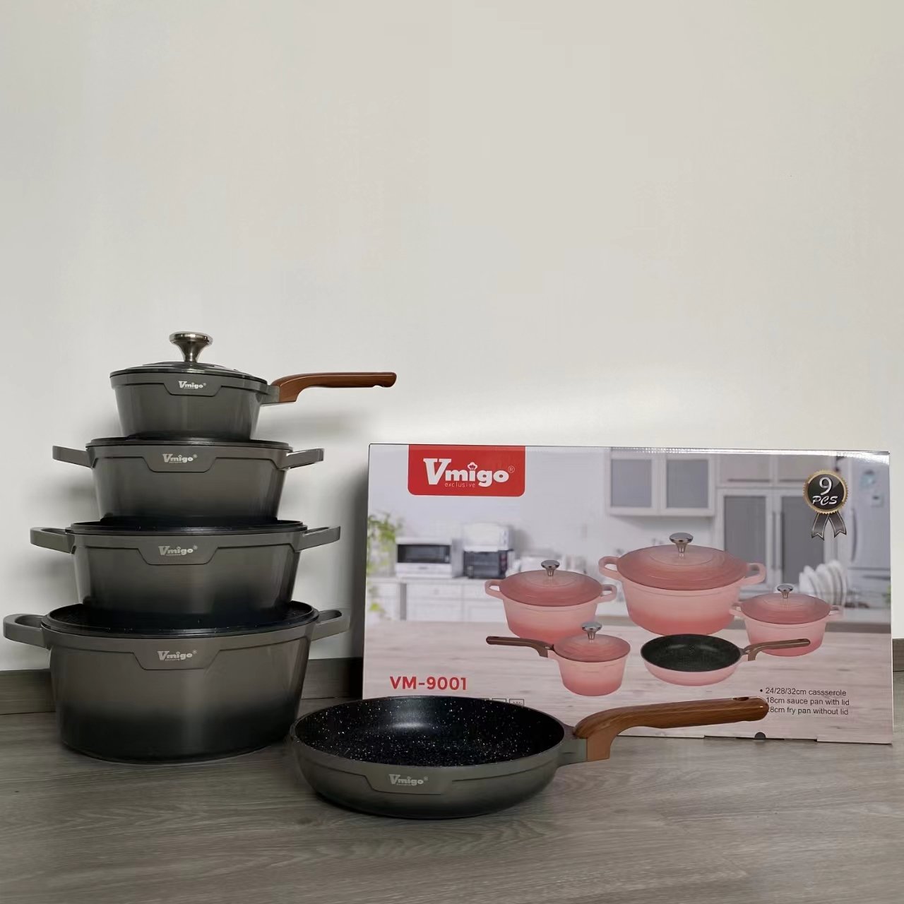 High quality aluminum Cookware Set For Kitchen Ware Cooking Pot with fry pan set Kitchen accessories