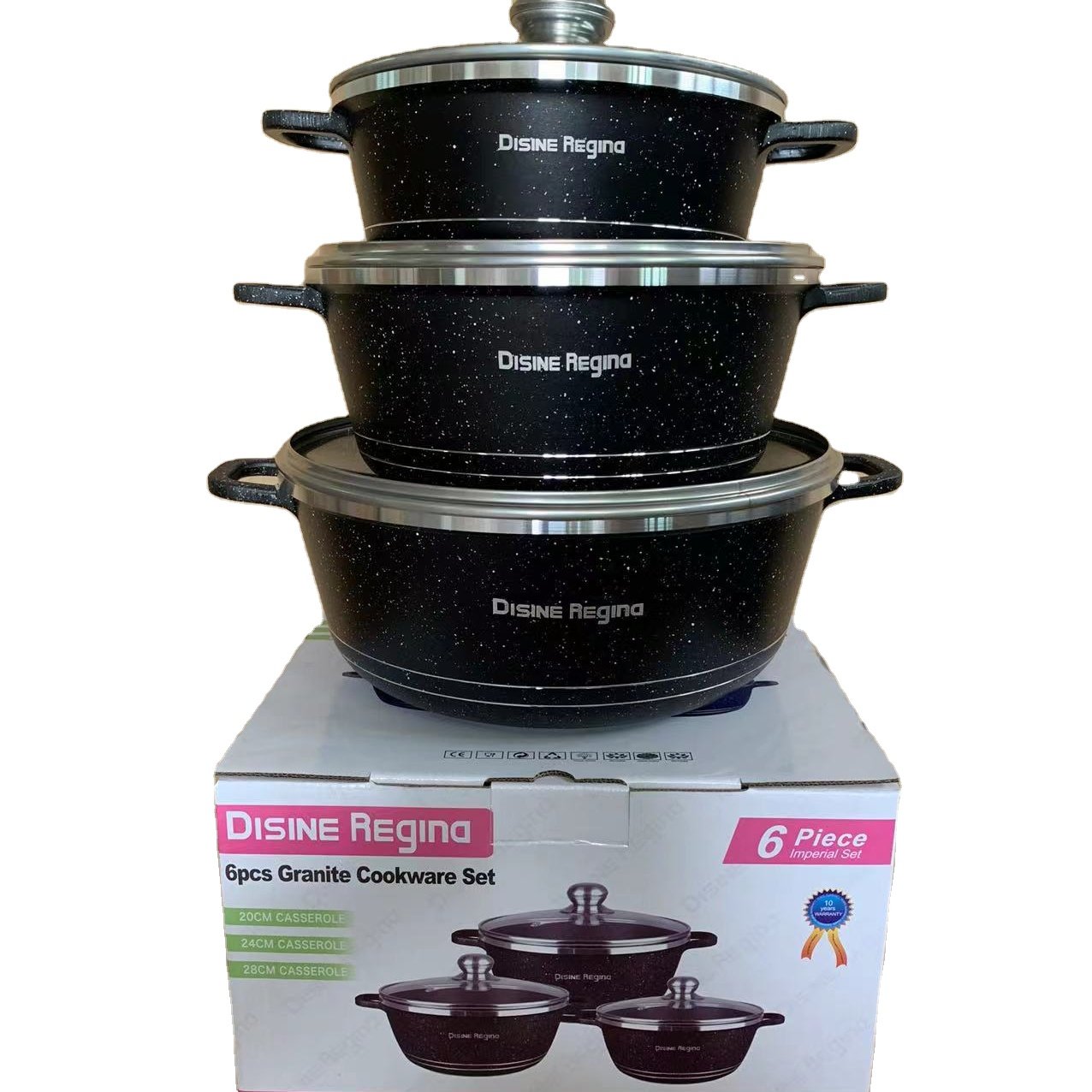 Luxury Custom Logo Cooking Pot Set 6Piece NonStick Granite Cookware Set for Chinese Cuisine Enthusiasts