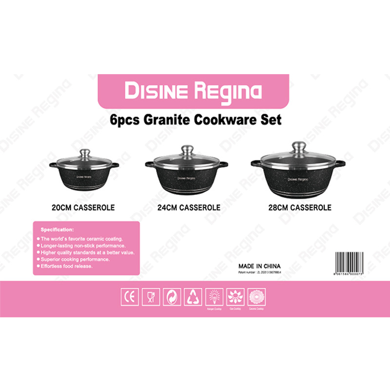 Luxury Custom Logo Cooking Pot Set 6Piece NonStick Granite Cookware Set for Chinese Cuisine Enthusiasts