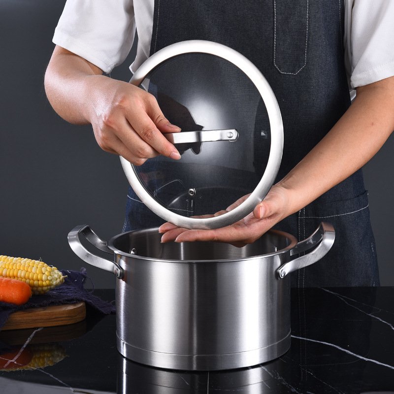 High Quality 3-Piece Nonstick Cookware Set Stainless Steel Cooking Pot Frying Pan Home Use Metal Kitchen Potware Steel Handles