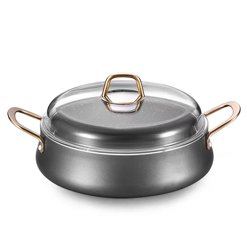 DSFOM 8519 Custom 7 Pieces Gold Cooking Soup Pots Set Marble Coated Cookware Set Non Stick