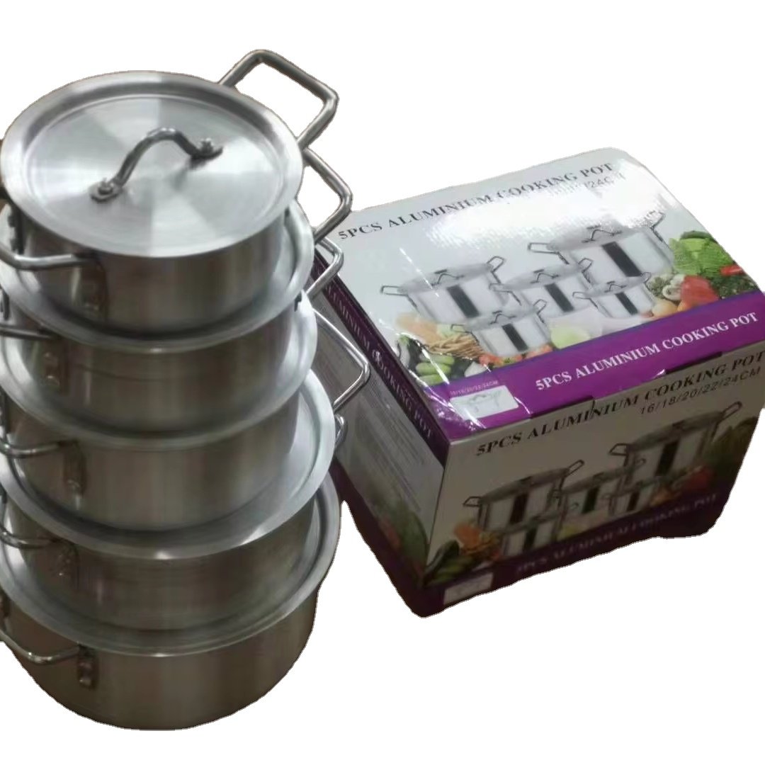Dinnerware Aluminium Alloy Kitchen Cooking Pot 5pcs 16cm 18cm 20cm 22cm 24cm Panelas Cookware Set