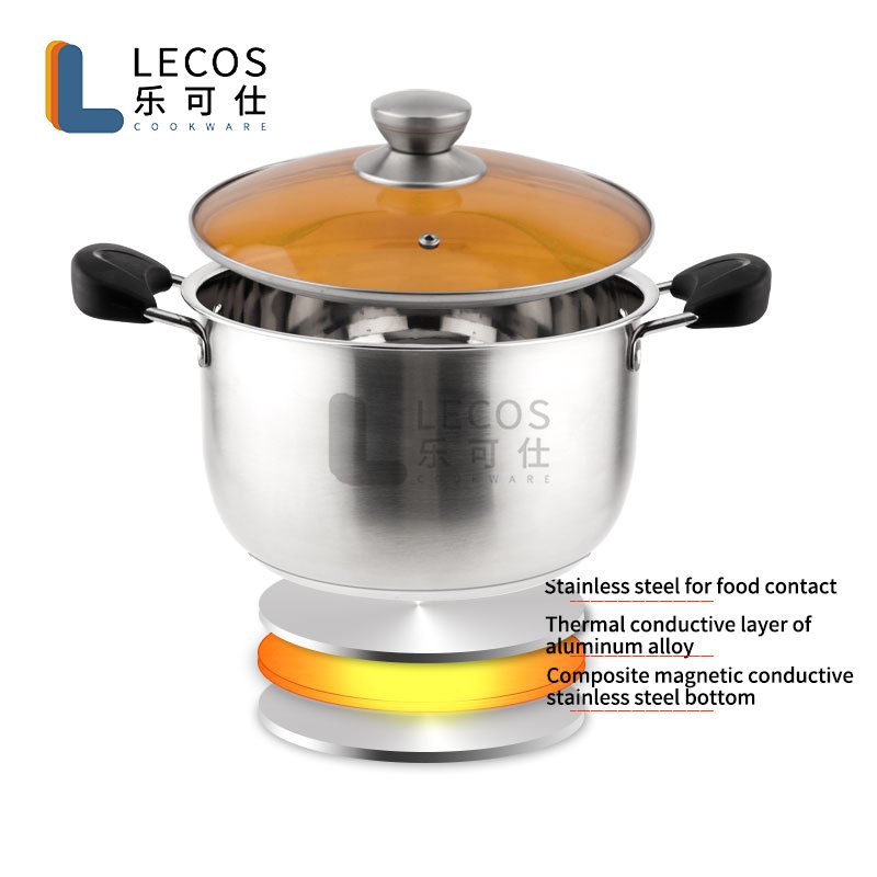 Stainless Steel Material Casserole with Glass Lid Soup Pot Stock Pot Cooking Pot Cookware Set