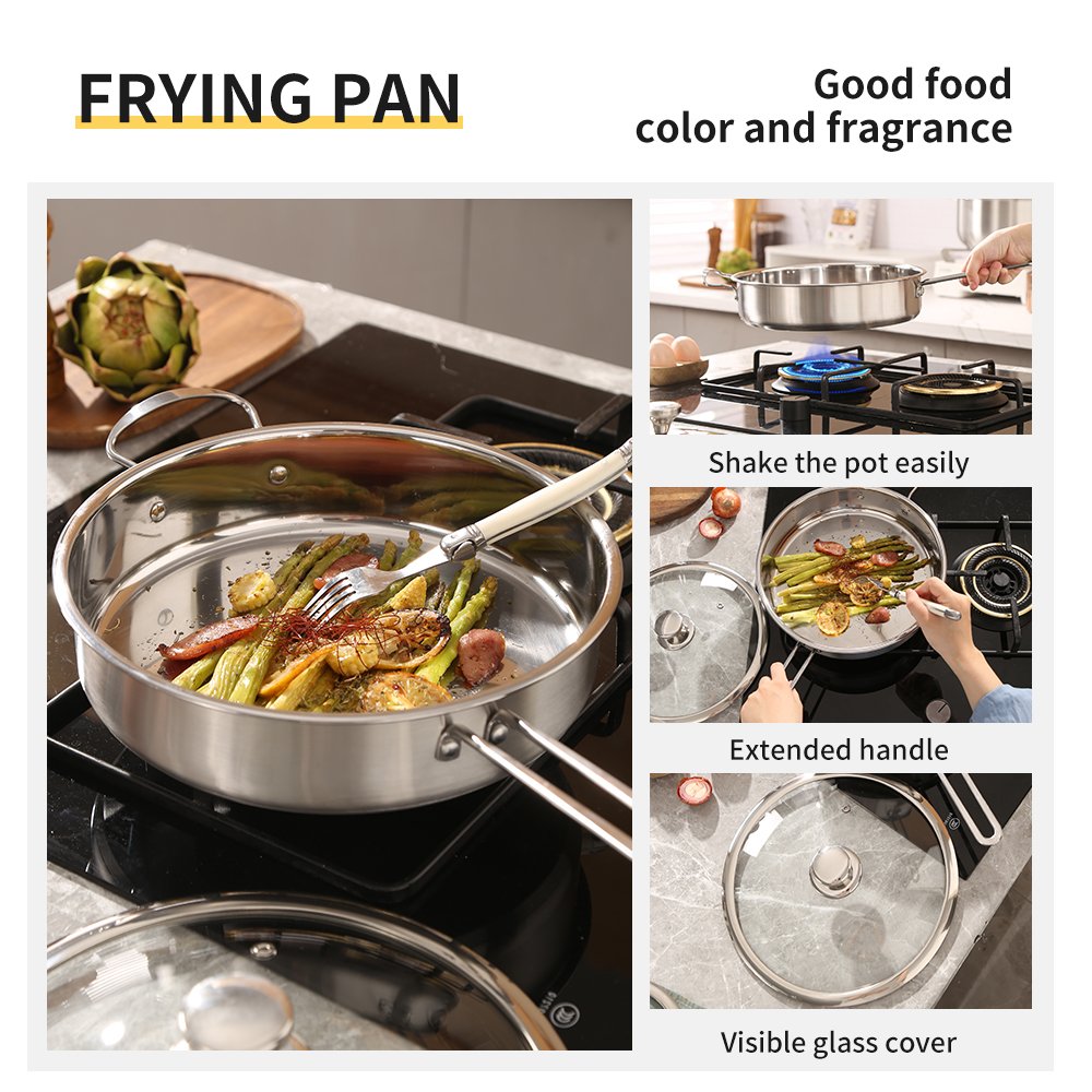 stainless steel 11 Piece Cookware Set kitchen steamer cooking pots induction soup & stock pots Korean pot set