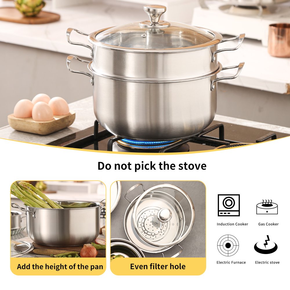 stainless steel 11 Piece Cookware Set kitchen steamer cooking pots induction soup & stock pots Korean pot set