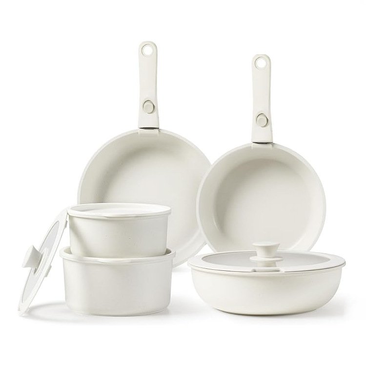 11 detachable handle cooking stockpot frying pan set Medical Stone non-stick aluminum non-stick cookware set