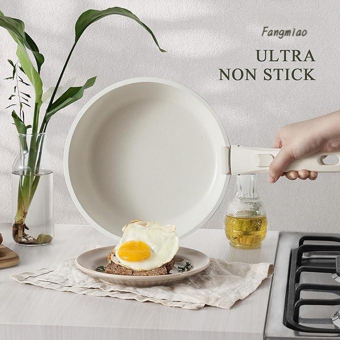 11 detachable handle cooking stockpot frying pan set Medical Stone non-stick aluminum non-stick cookware set