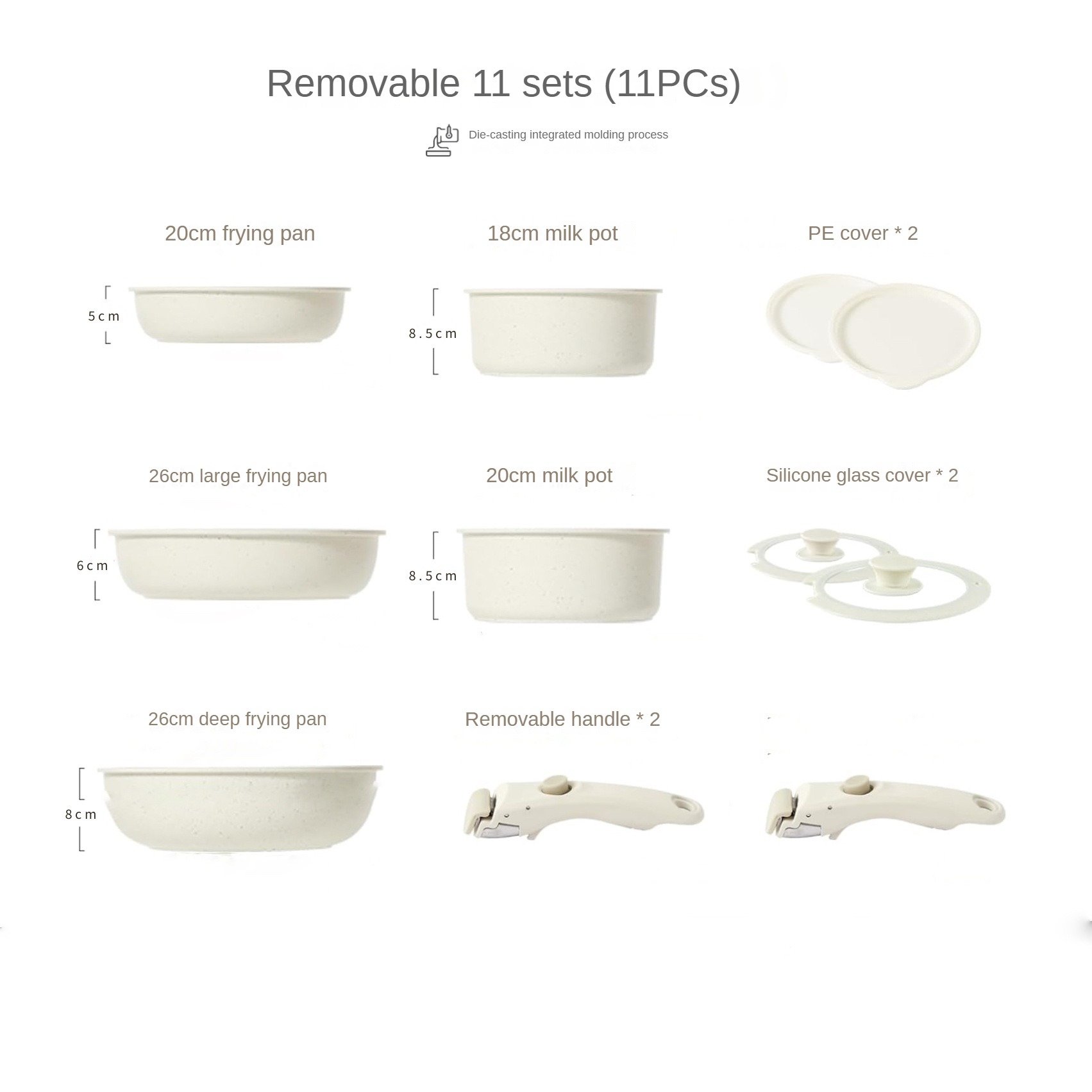 11 detachable handle cooking stockpot frying pan set Medical Stone non-stick aluminum non-stick cookware set