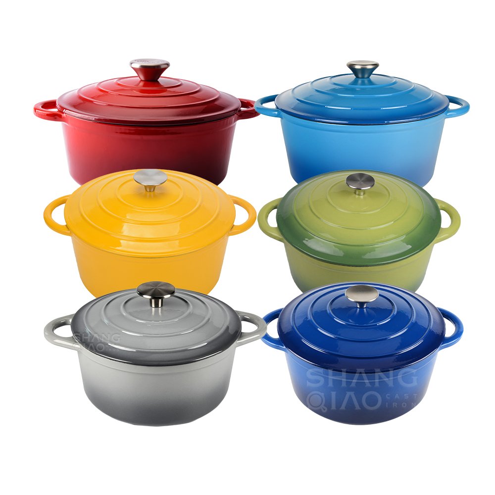 Custom Logo Enamel Cast Iron Round Cookware set Dutch Oven enamel cast iron casserole