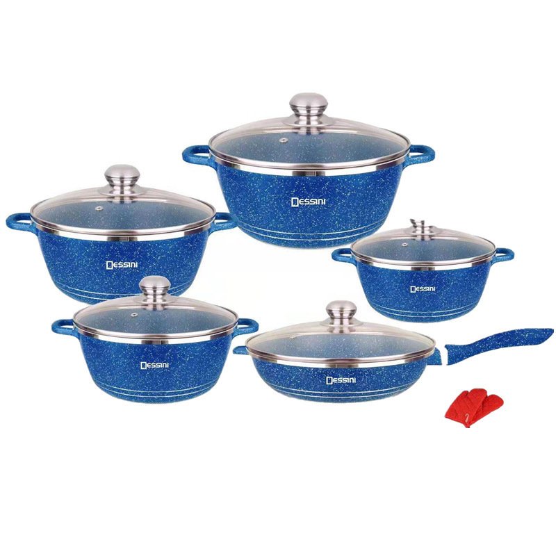 New design press Aluminum Nonstick Kitchen with Glass Lid Pots And Pans Cookware Sets