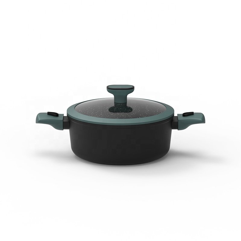 Marble coating cookware set detachable handle kukar set forged aluminum