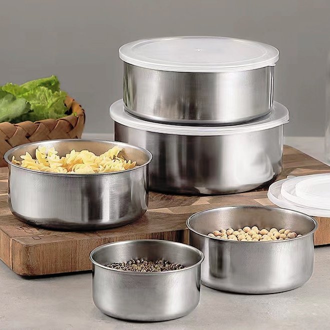 5 Pcs Home Use Insulated Stainless Steel Food Warmer Casserole With Lid Hot Pot Container Food Dishes Cookware Sets