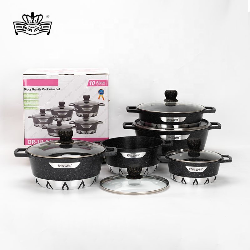 10 pcs large size die cast aluminum non-stick cooking pots kitchen pot set cooking pot set non-stick cookware granite