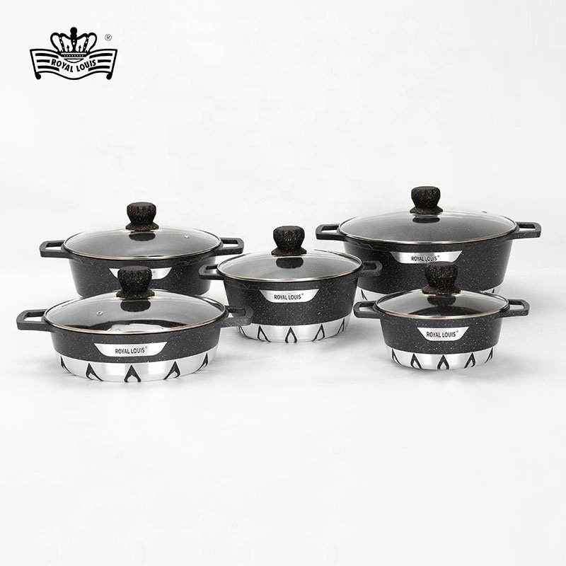10 pcs large size die cast aluminum non-stick cooking pots kitchen pot set cooking pot set non-stick cookware granite