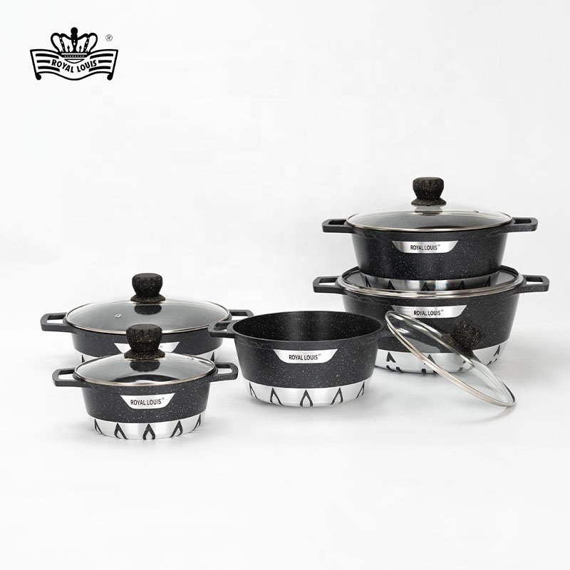 10 pcs large size die cast aluminum non-stick cooking pots kitchen pot set cooking pot set non-stick cookware granite