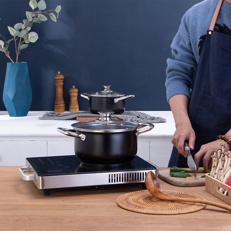 Transform Your Kitchen 8 Piece Non Stick Cookware Set Cast Iron Pans and Pots with Premium Nonstick Coating